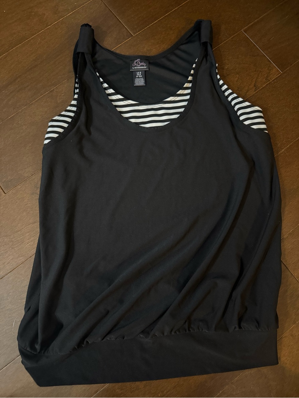 Oh Baby by Motherhood Black Tank with Black-and-White Striped Inner Layer
